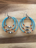 Memory Wire 3 hoop Beaded Earrings (BMW-C03)