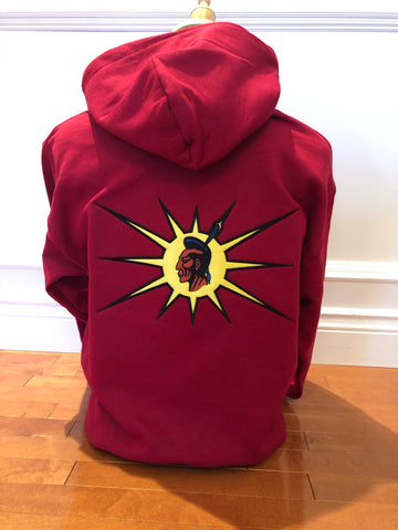 Hoodie: Embroidered Warrior (Red)